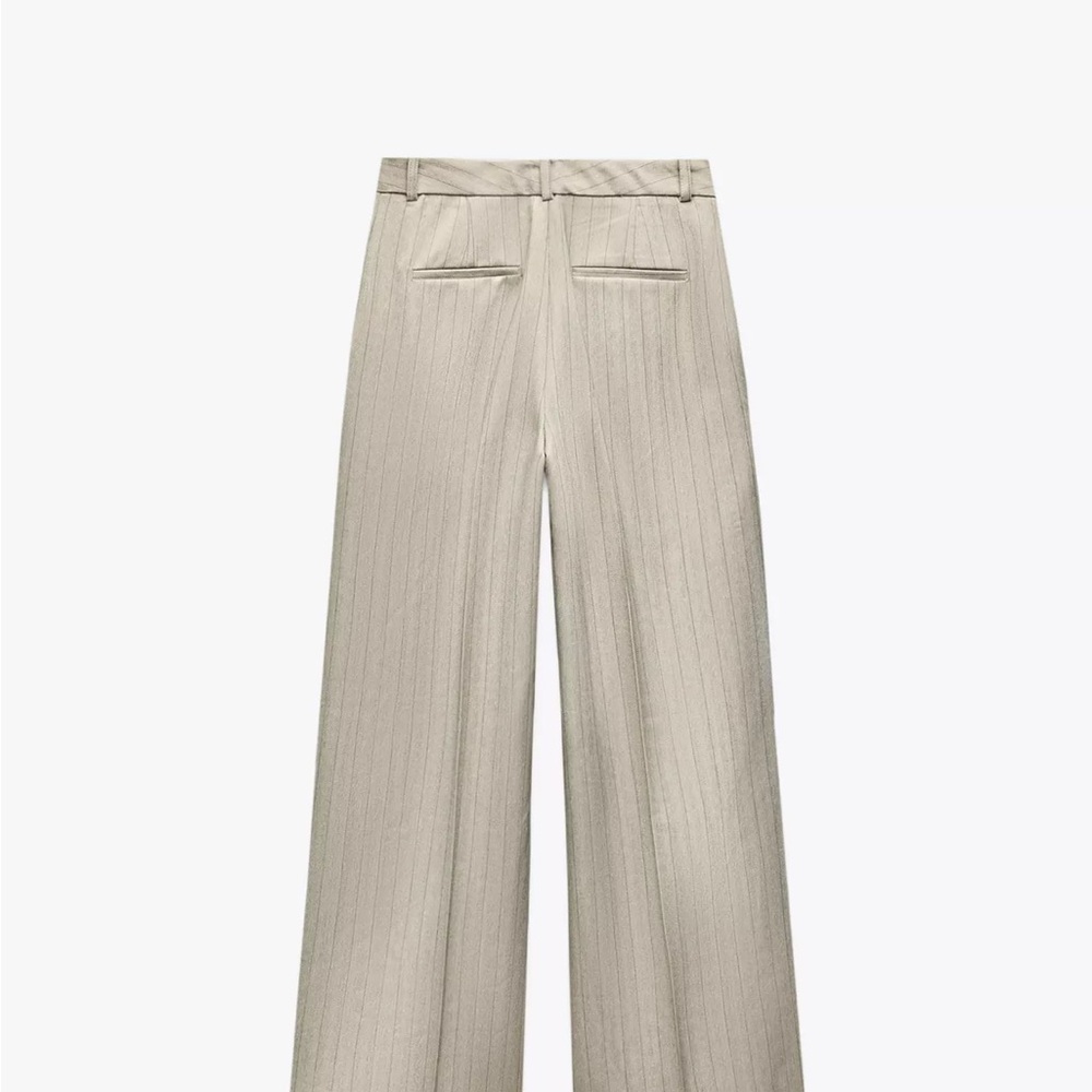 Zara Light Herringbone Wide-Leg Trousers